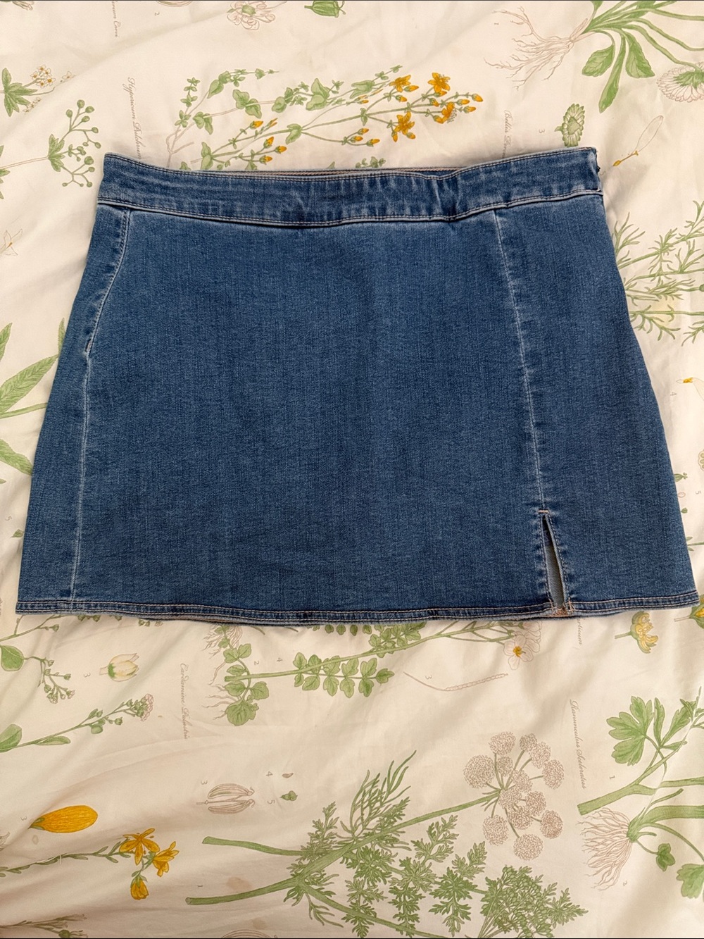 American Eagle Outfitters Blue Denim Mini Skirt with Front Slit